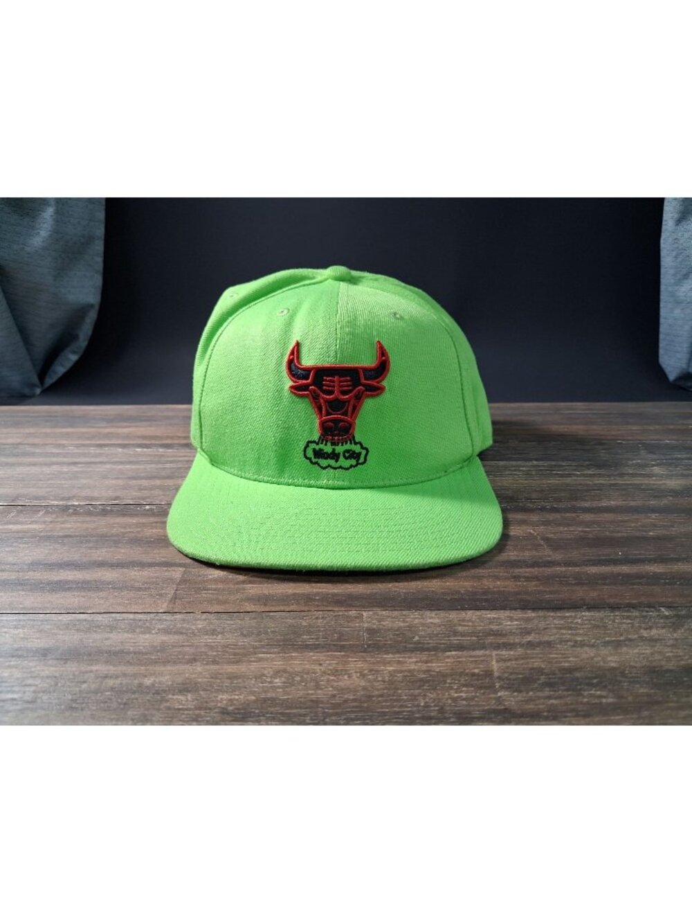 Mitchell & Ness Chicago Bulls Windy City Hat Neon Green 7-3/4 NBA Cap Flat Bill